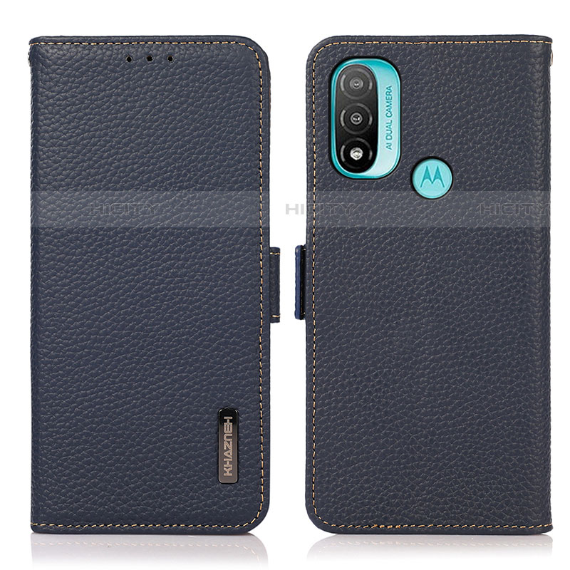 Custodia Portafoglio In Pelle Cover con Supporto B03H per Motorola Moto E20 Blu