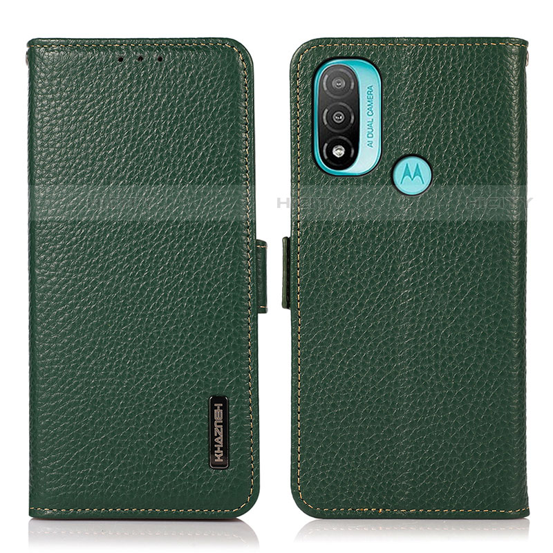 Custodia Portafoglio In Pelle Cover con Supporto B03H per Motorola Moto E30 Verde