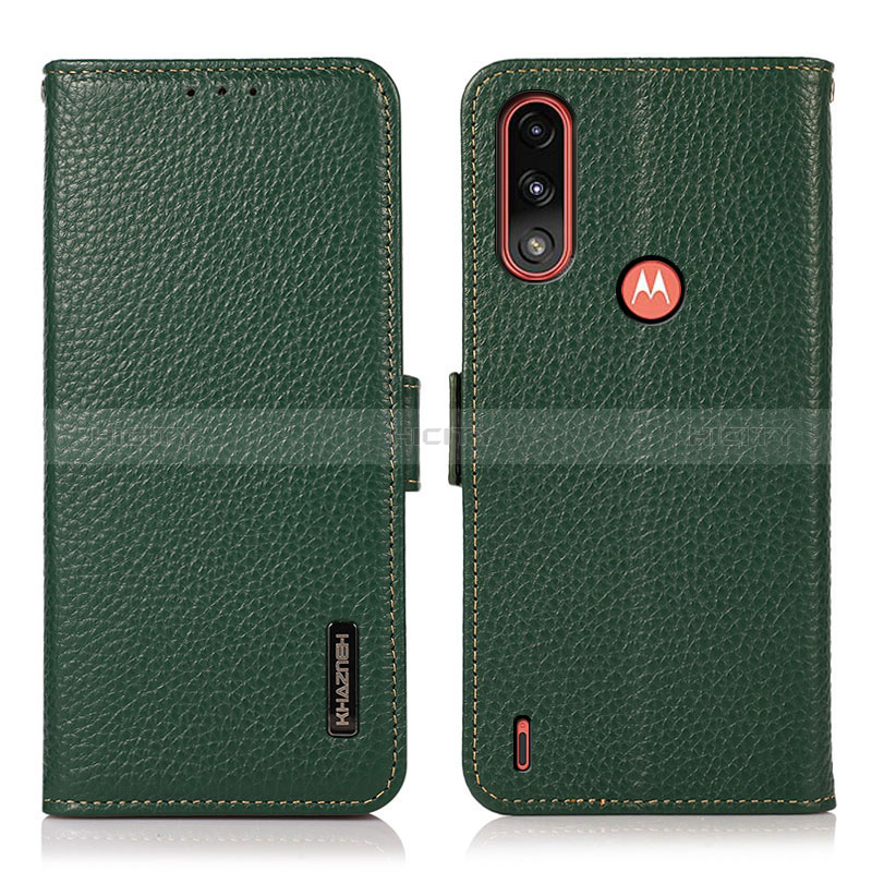 Custodia Portafoglio In Pelle Cover con Supporto B03H per Motorola Moto E7 Power Verde