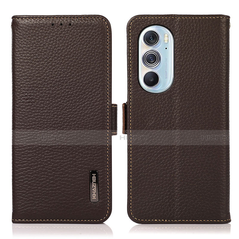 Custodia Portafoglio In Pelle Cover con Supporto B03H per Motorola Moto Edge 30 Pro 5G Marrone