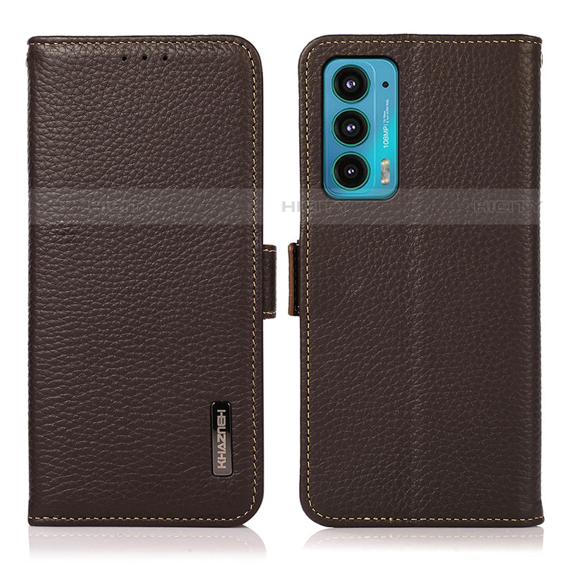 Custodia Portafoglio In Pelle Cover con Supporto B03H per Motorola Moto Edge Lite 5G Marrone