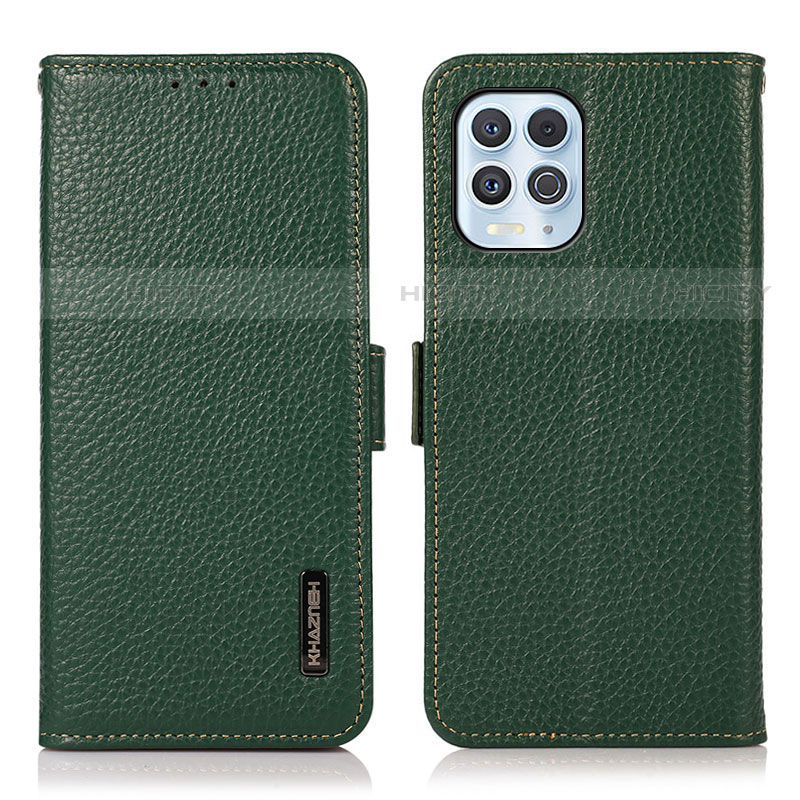 Custodia Portafoglio In Pelle Cover con Supporto B03H per Motorola Moto G100 5G Verde