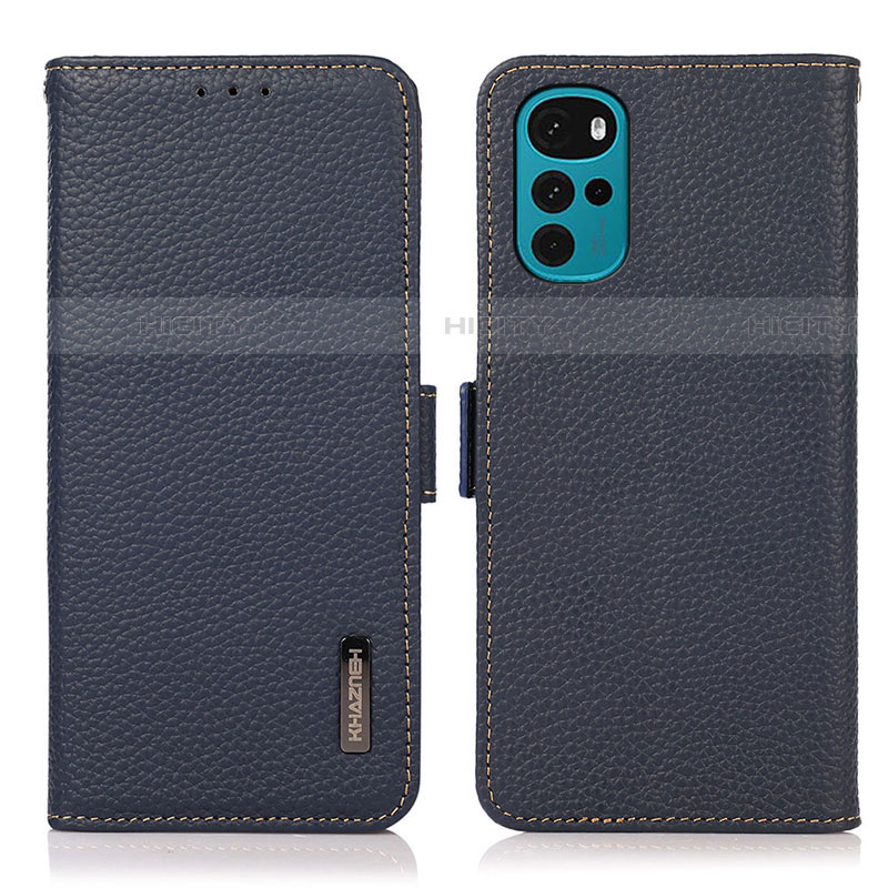 Custodia Portafoglio In Pelle Cover con Supporto B03H per Motorola Moto G22 Blu