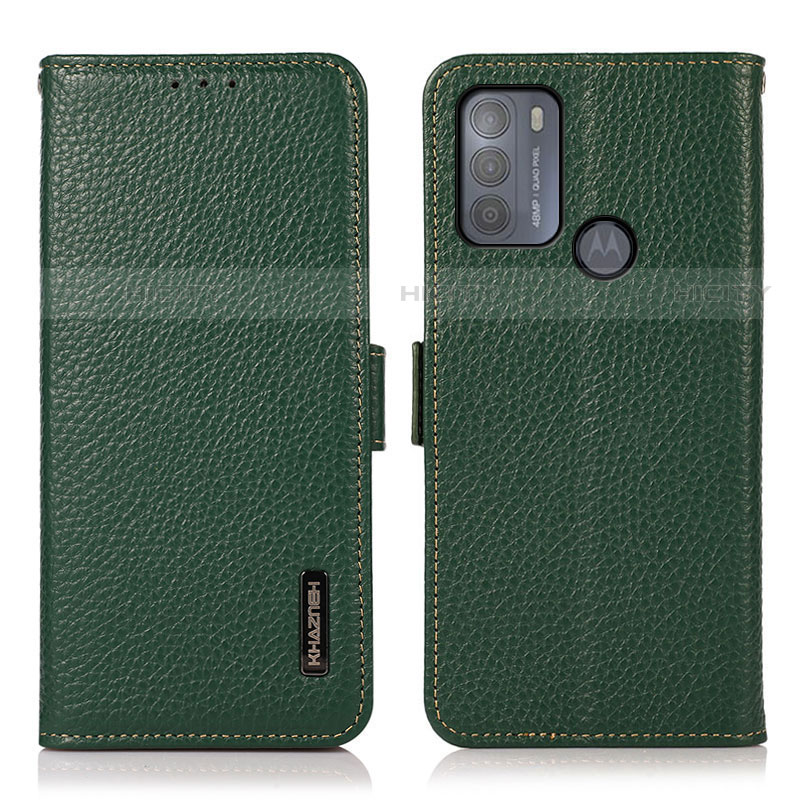 Custodia Portafoglio In Pelle Cover con Supporto B03H per Motorola Moto G50 Verde