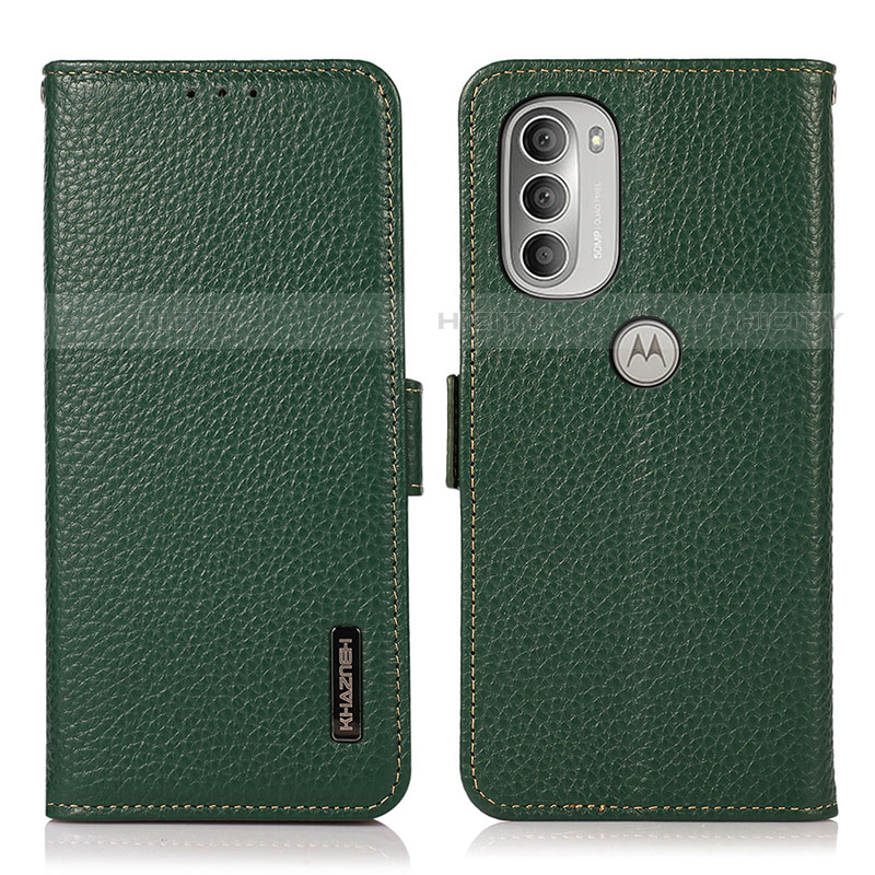 Custodia Portafoglio In Pelle Cover con Supporto B03H per Motorola Moto G51 5G Verde