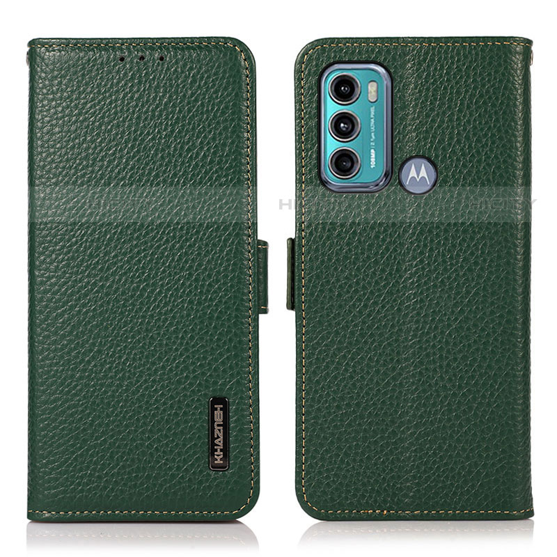 Custodia Portafoglio In Pelle Cover con Supporto B03H per Motorola Moto G60 Verde