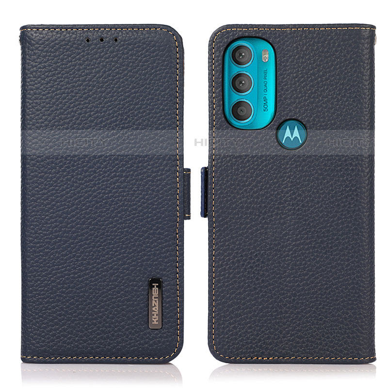 Custodia Portafoglio In Pelle Cover con Supporto B03H per Motorola Moto G71 5G Blu