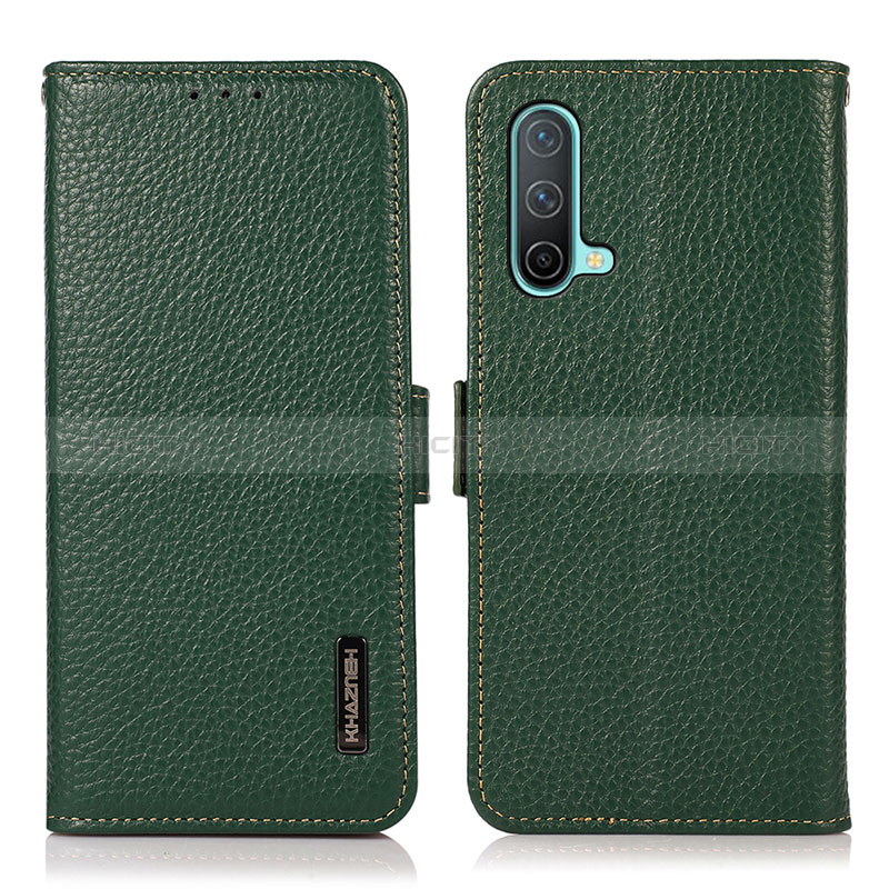 Custodia Portafoglio In Pelle Cover con Supporto B03H per OnePlus Nord CE 5G Verde