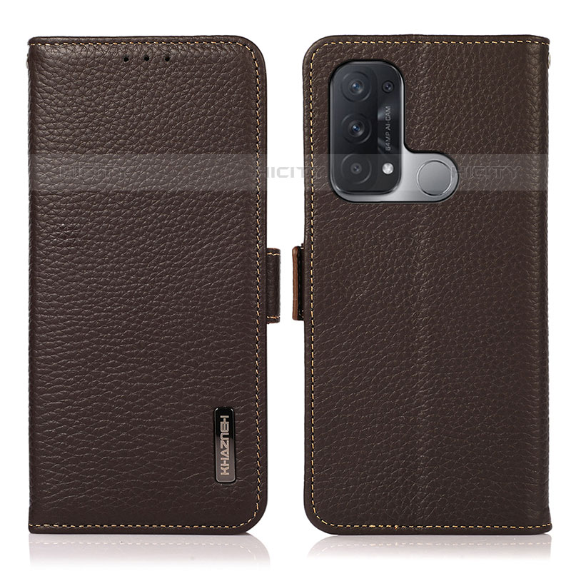 Custodia Portafoglio In Pelle Cover con Supporto B03H per Oppo Reno5 A Marrone