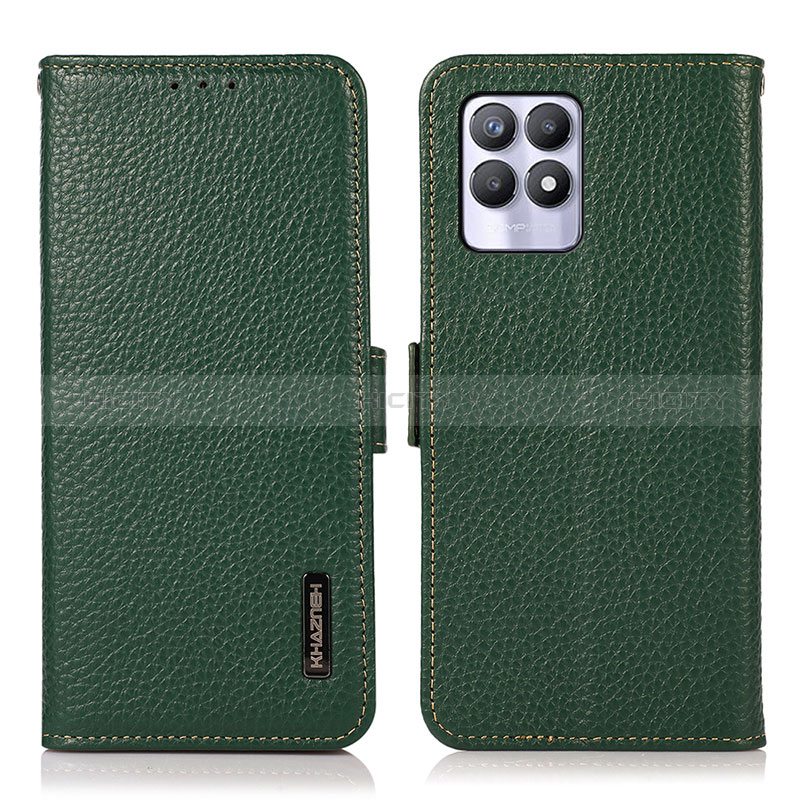 Custodia Portafoglio In Pelle Cover con Supporto B03H per Realme 8i Verde