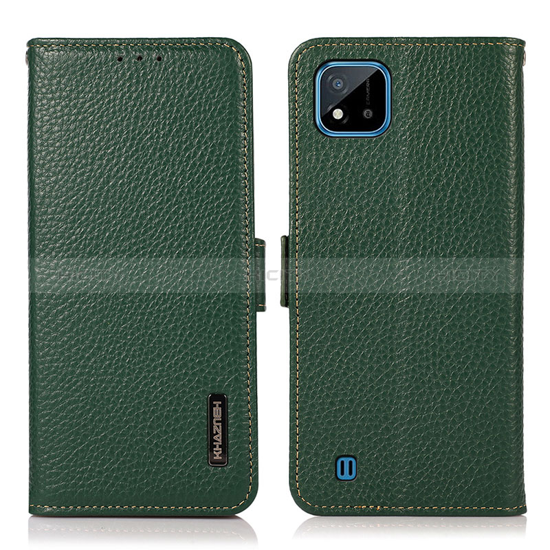 Custodia Portafoglio In Pelle Cover con Supporto B03H per Realme C11 (2021) Verde