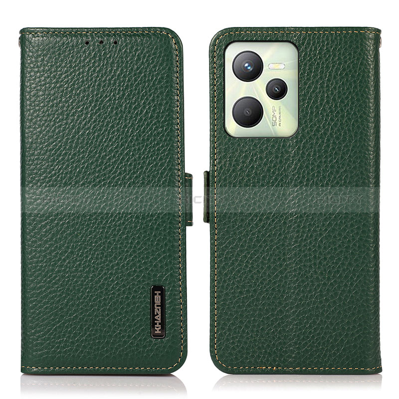 Custodia Portafoglio In Pelle Cover con Supporto B03H per Realme C35 Verde