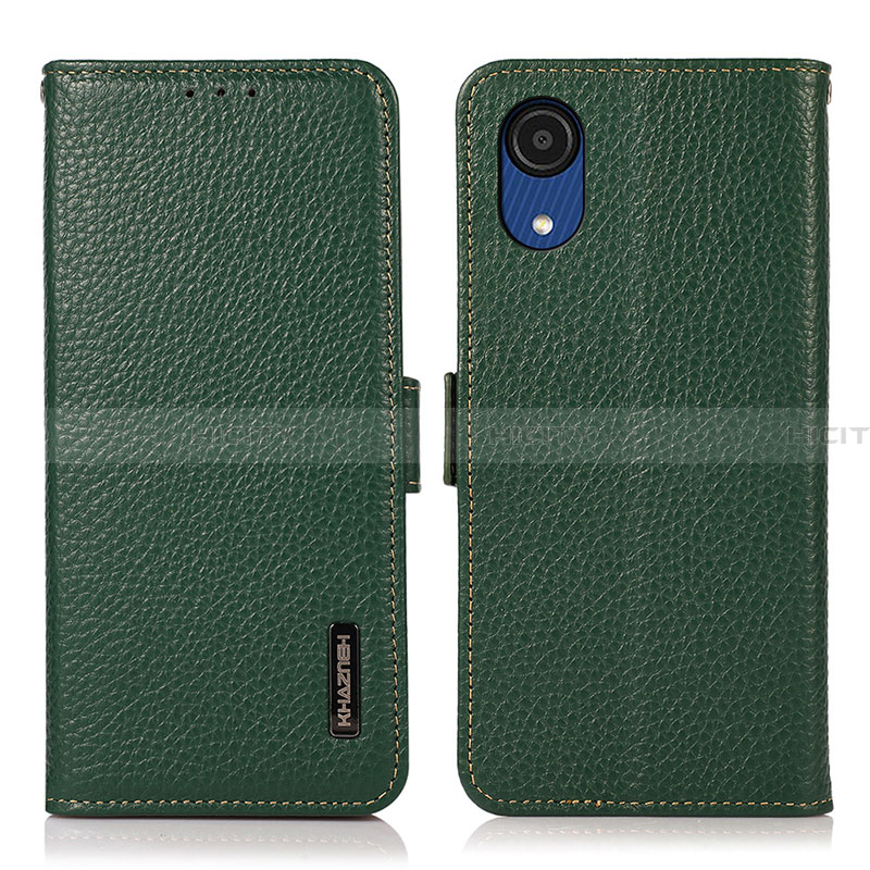 Custodia Portafoglio In Pelle Cover con Supporto B03H per Samsung Galaxy A03 Core Verde