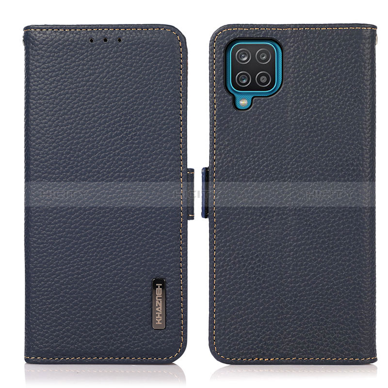 Custodia Portafoglio In Pelle Cover con Supporto B03H per Samsung Galaxy A12 Nacho Blu