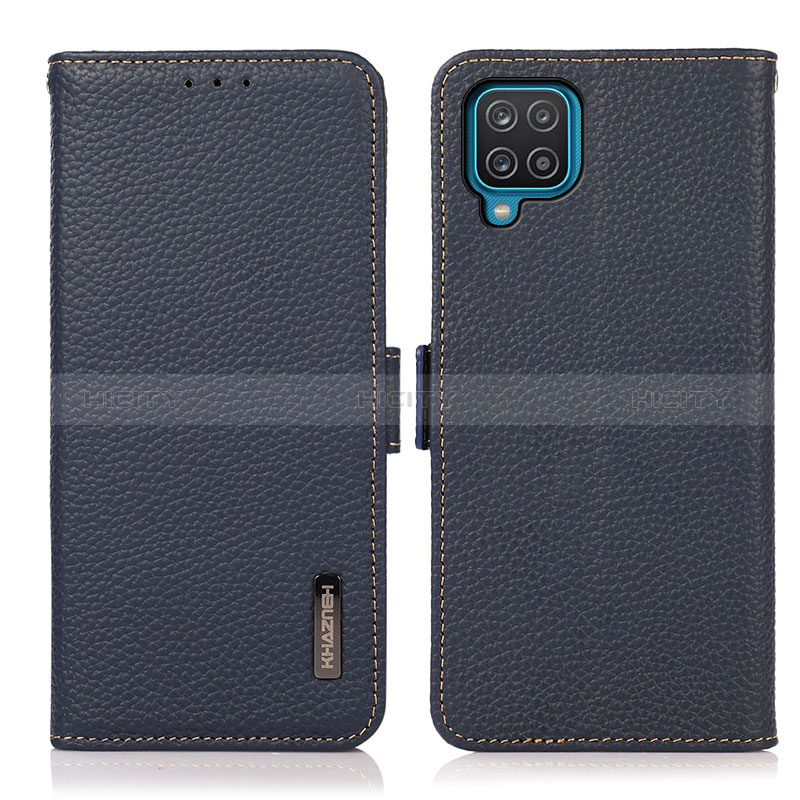 Custodia Portafoglio In Pelle Cover con Supporto B03H per Samsung Galaxy F12 Blu