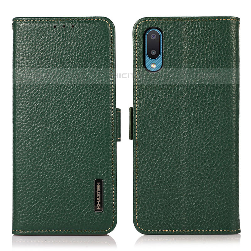 Custodia Portafoglio In Pelle Cover con Supporto B03H per Samsung Galaxy M02 Verde