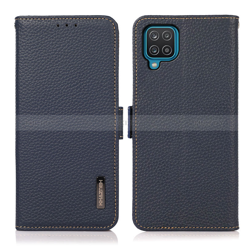 Custodia Portafoglio In Pelle Cover con Supporto B03H per Samsung Galaxy M12 Blu