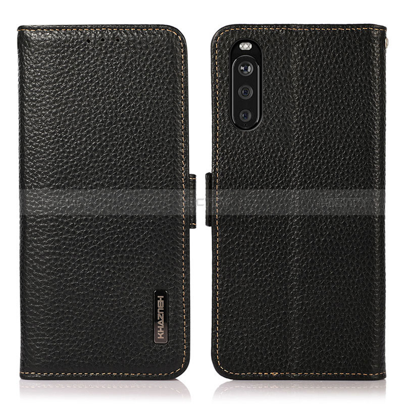 Custodia Portafoglio In Pelle Cover con Supporto B03H per Sony Xperia 10 III Lite Nero