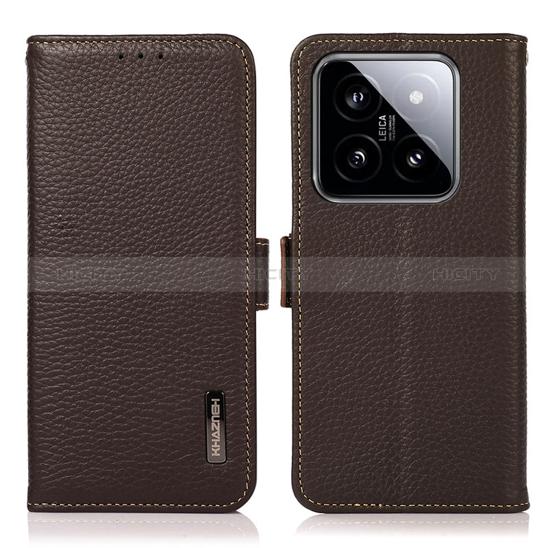 Custodia Portafoglio In Pelle Cover con Supporto B03H per Xiaomi Mi 14 5G Marrone