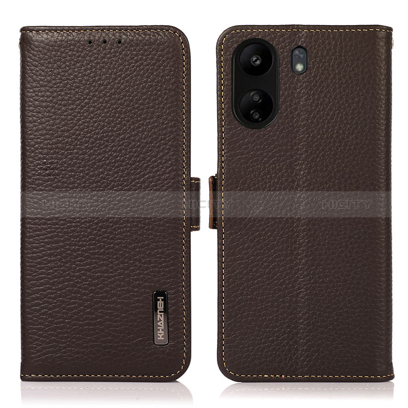 Custodia Portafoglio In Pelle Cover con Supporto B03H per Xiaomi Poco C65 Marrone