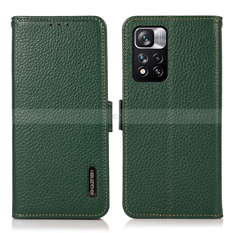 Custodia Portafoglio In Pelle Cover con Supporto B03H per Xiaomi Poco X4 NFC Verde