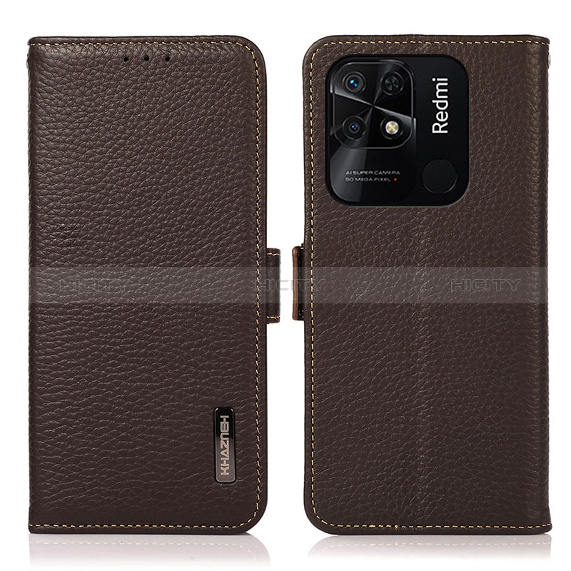 Custodia Portafoglio In Pelle Cover con Supporto B03H per Xiaomi Redmi 10 Power Marrone