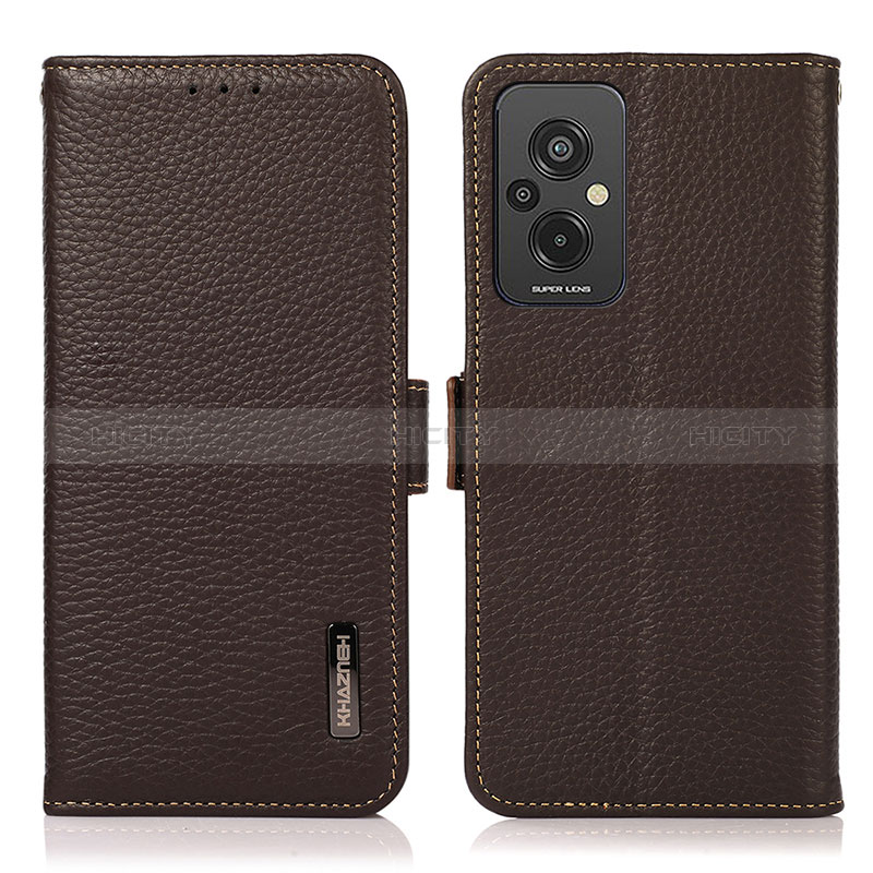 Custodia Portafoglio In Pelle Cover con Supporto B03H per Xiaomi Redmi 11 Prime 4G Marrone