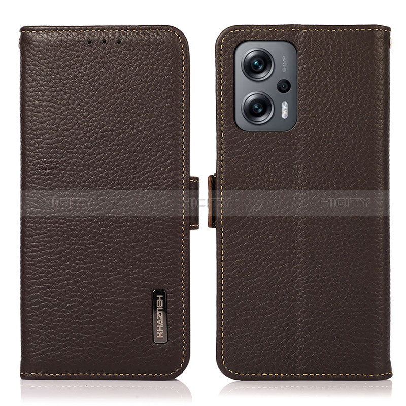 Custodia Portafoglio In Pelle Cover con Supporto B03H per Xiaomi Redmi K50i 5G Marrone