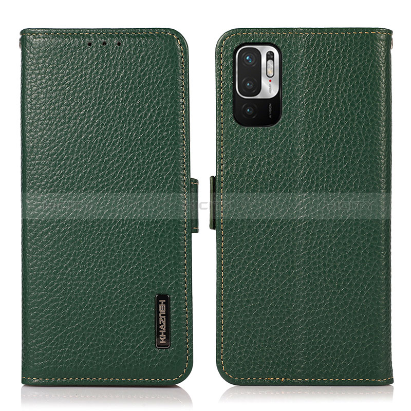 Custodia Portafoglio In Pelle Cover con Supporto B03H per Xiaomi Redmi Note 10 JE 5G Verde