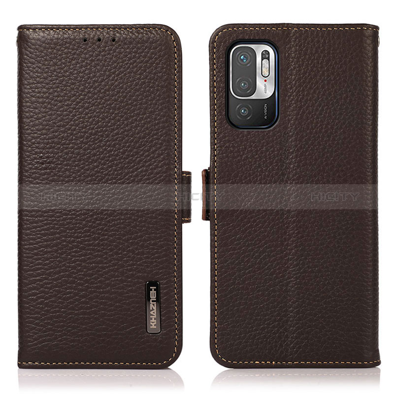 Custodia Portafoglio In Pelle Cover con Supporto B03H per Xiaomi Redmi Note 10T 5G Marrone