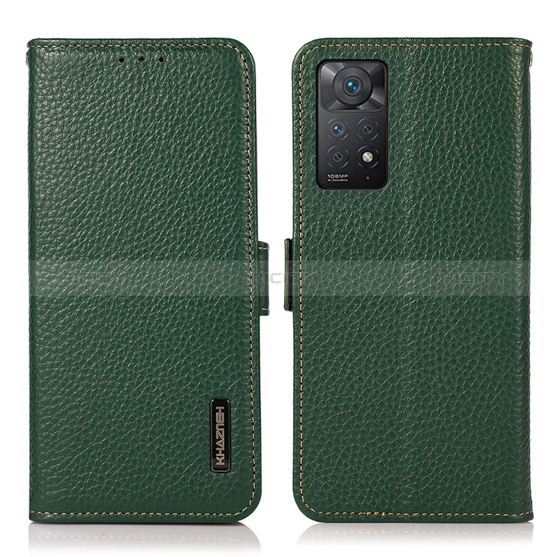 Custodia Portafoglio In Pelle Cover con Supporto B03H per Xiaomi Redmi Note 11 Pro 4G Verde