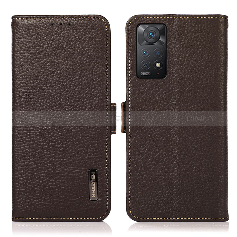 Custodia Portafoglio In Pelle Cover con Supporto B03H per Xiaomi Redmi Note 12 Pro 4G Marrone