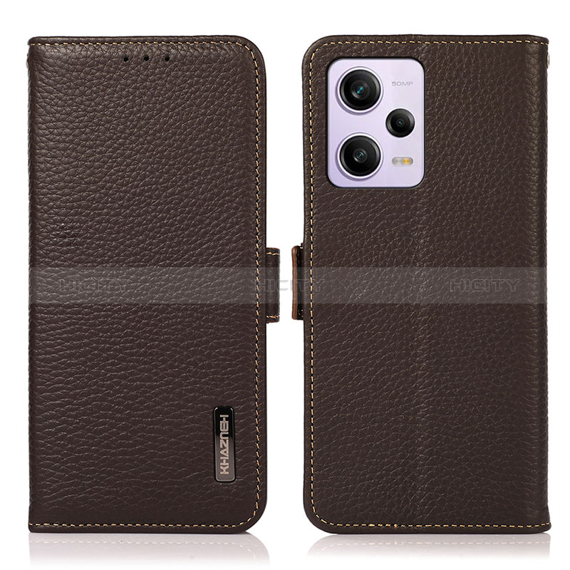 Custodia Portafoglio In Pelle Cover con Supporto B03H per Xiaomi Redmi Note 12 Pro 5G Marrone