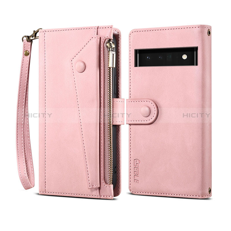 Custodia Portafoglio In Pelle Cover con Supporto B03S per Google Pixel 6 Pro 5G Oro Rosa