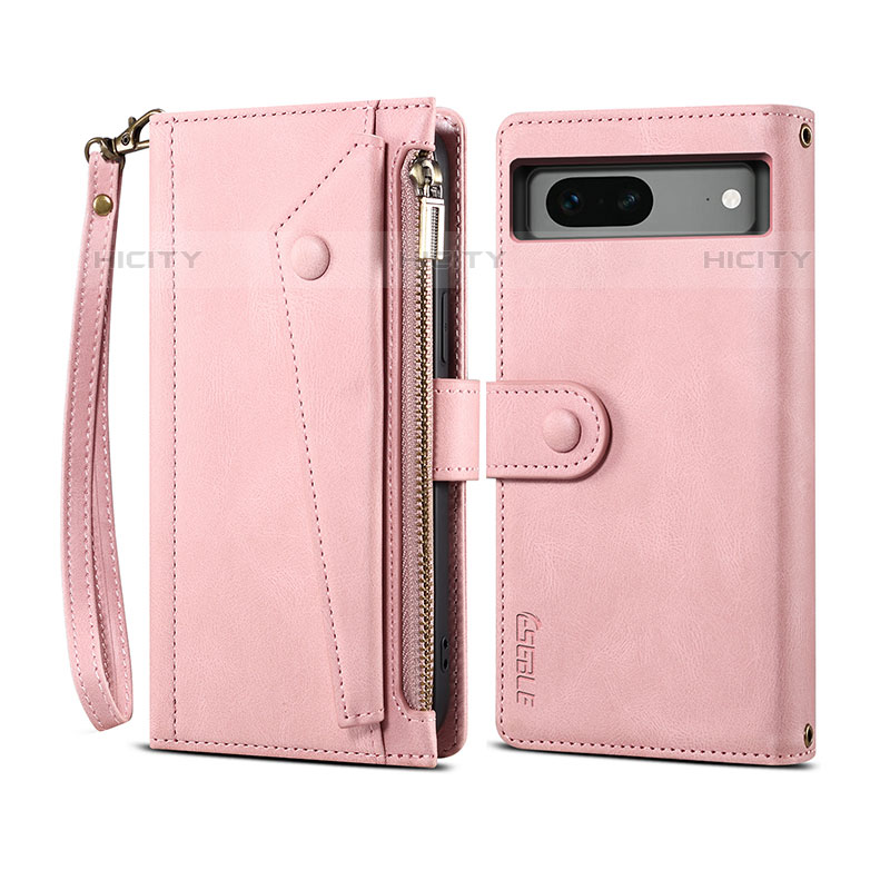 Custodia Portafoglio In Pelle Cover con Supporto B03S per Google Pixel 7 5G Oro Rosa