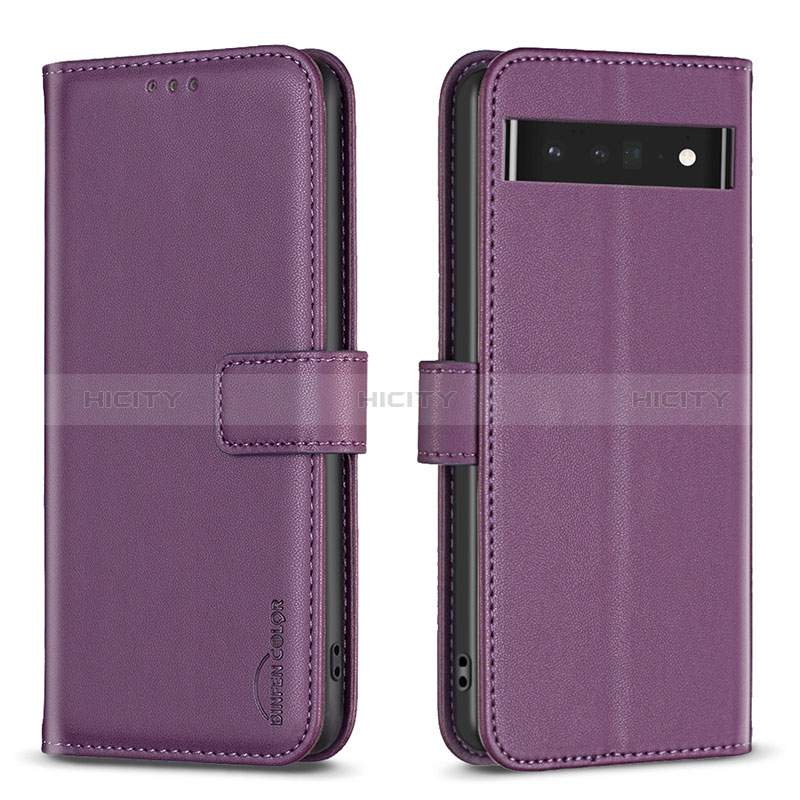 Custodia Portafoglio In Pelle Cover con Supporto B04F per Google Pixel 7 Pro 5G Viola