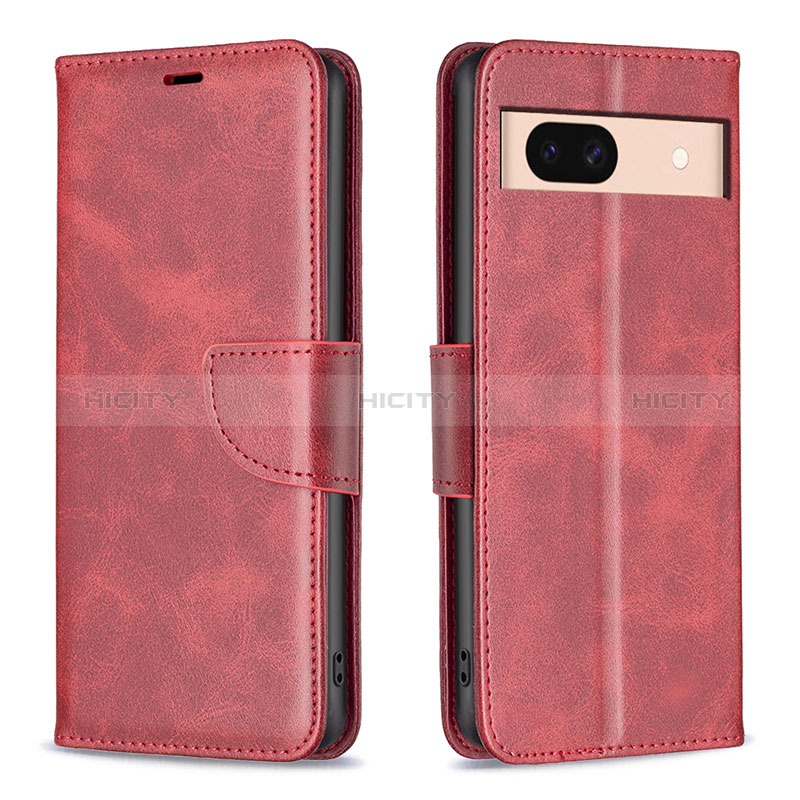 Custodia Portafoglio In Pelle Cover con Supporto B04F per Google Pixel 8a 5G Rosso