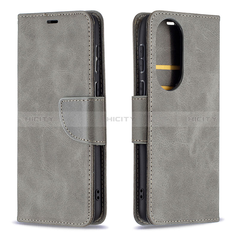 Custodia Portafoglio In Pelle Cover con Supporto B04F per Huawei P50e Grigio