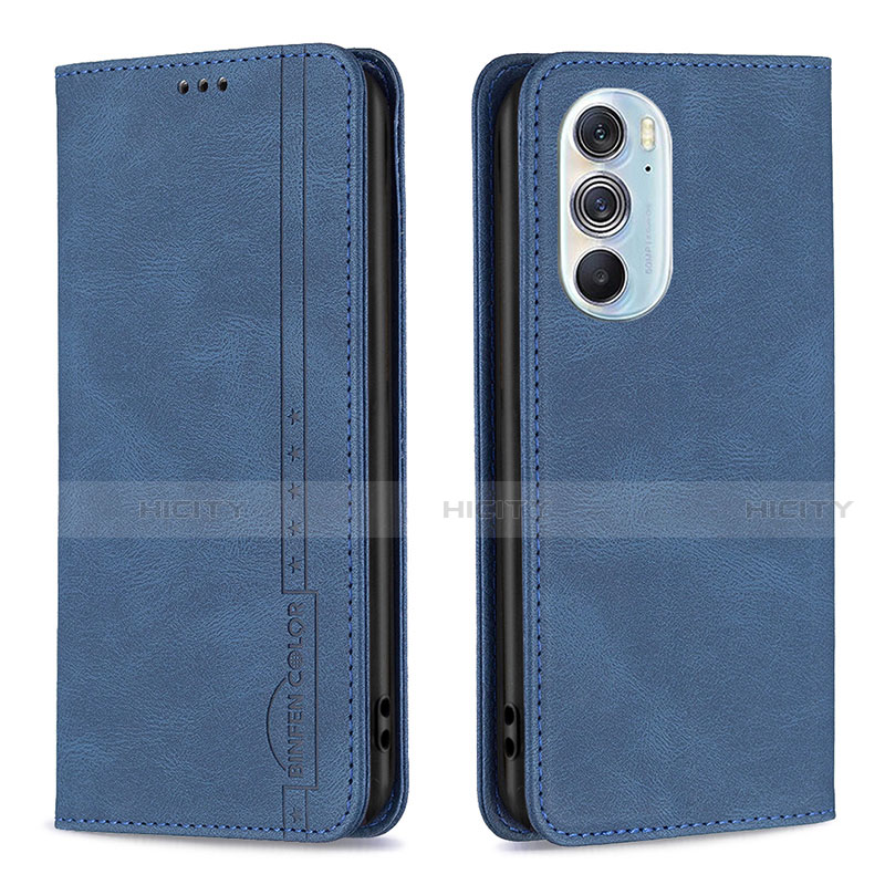 Custodia Portafoglio In Pelle Cover con Supporto B04F per Motorola Moto Edge 30 Pro 5G Blu