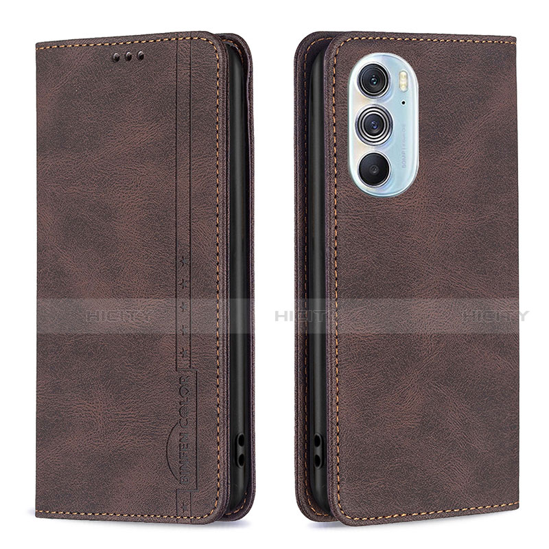 Custodia Portafoglio In Pelle Cover con Supporto B04F per Motorola Moto Edge 30 Pro 5G Marrone