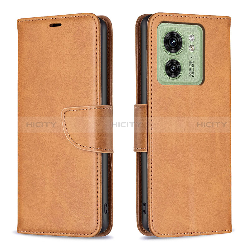 Custodia Portafoglio In Pelle Cover con Supporto B04F per Motorola Moto Edge 40 5G Marrone Chiaro