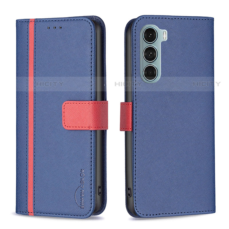 Custodia Portafoglio In Pelle Cover con Supporto B04F per Motorola Moto Edge S30 5G Blu