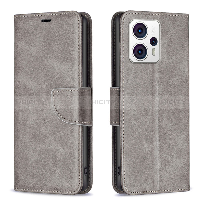 Custodia Portafoglio In Pelle Cover con Supporto B04F per Motorola Moto G13 Grigio