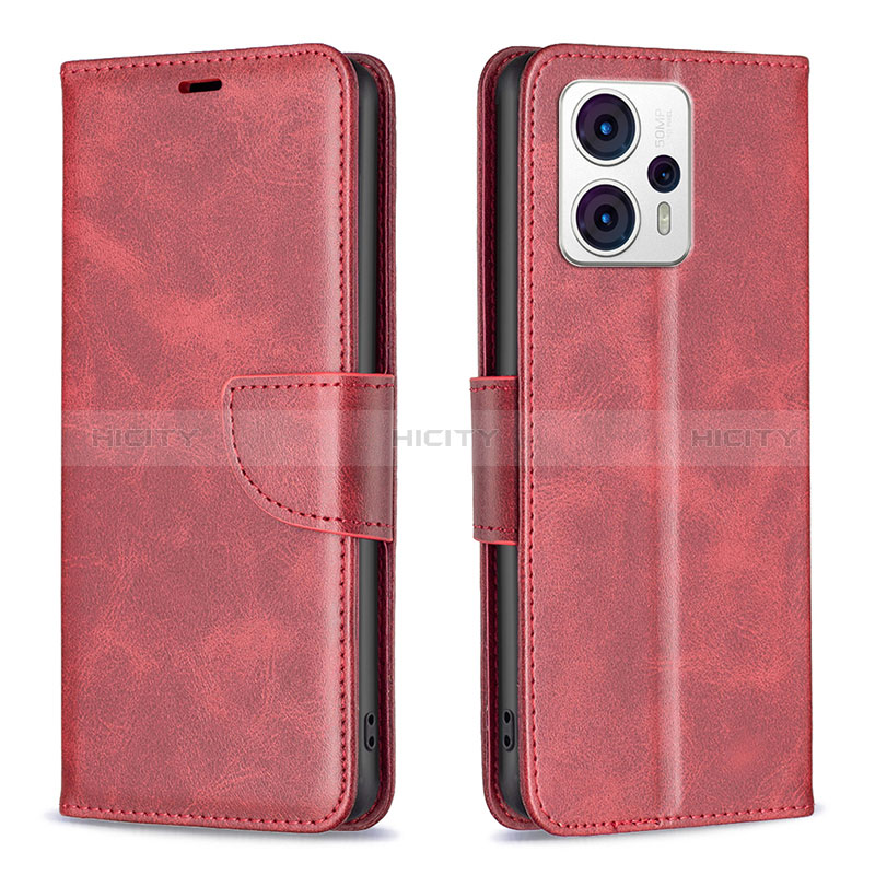 Custodia Portafoglio In Pelle Cover con Supporto B04F per Motorola Moto G23 Rosso