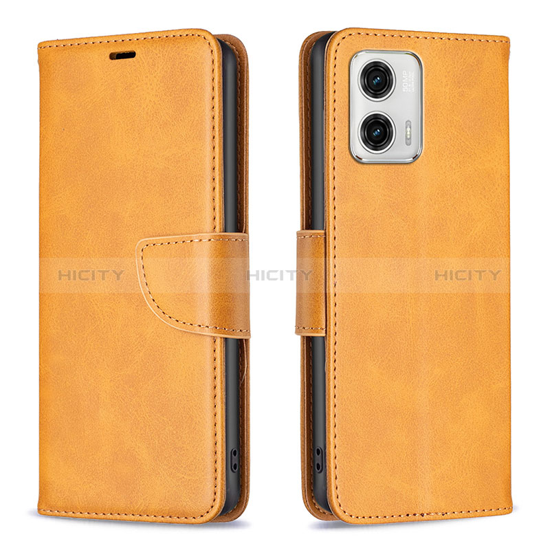 Custodia Portafoglio In Pelle Cover con Supporto B04F per Motorola Moto G73 5G Marrone Chiaro