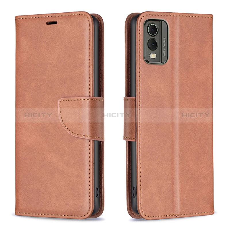 Custodia Portafoglio In Pelle Cover con Supporto B04F per Nokia C210 Marrone