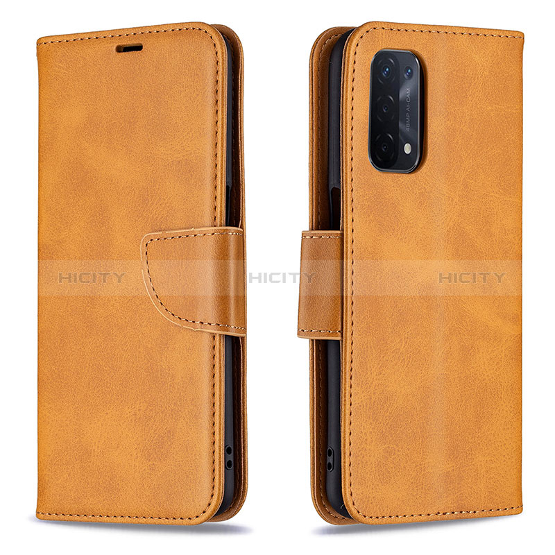 Custodia Portafoglio In Pelle Cover con Supporto B04F per Oppo A74 5G Marrone Chiaro