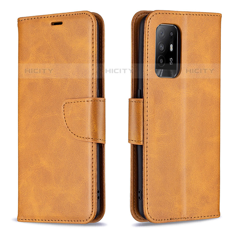 Custodia Portafoglio In Pelle Cover con Supporto B04F per Oppo A94 5G Marrone Chiaro