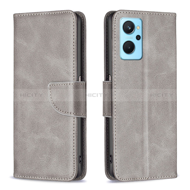 Custodia Portafoglio In Pelle Cover con Supporto B04F per Oppo A96 4G Grigio