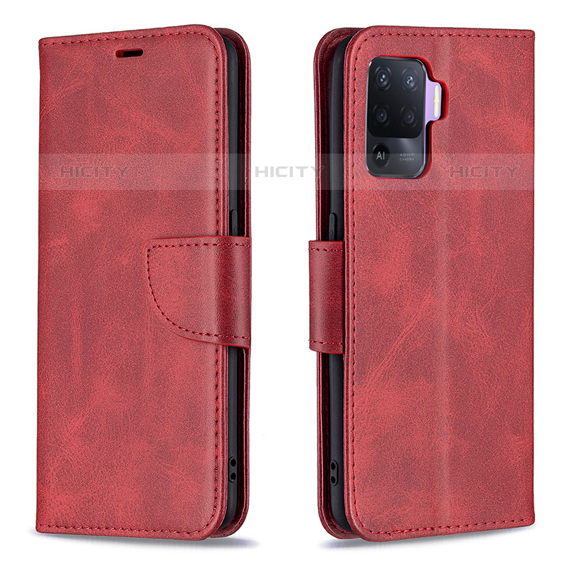 Custodia Portafoglio In Pelle Cover con Supporto B04F per Oppo F19 Pro Rosso